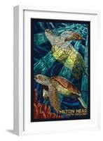 Hilton Head, South Carolina - Mosaic Sea Turtles-Lantern Press-Framed Art Print