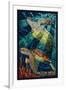 Hilton Head, South Carolina - Mosaic Sea Turtles-Lantern Press-Framed Art Print