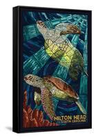 Hilton Head, South Carolina - Mosaic Sea Turtles-Lantern Press-Framed Stretched Canvas