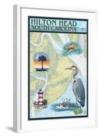 Hilton Head, South Carolina - Nautical Chart-Lantern Press-Framed Art Print