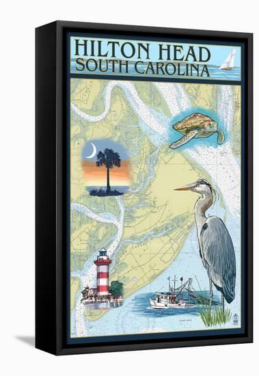 Hilton Head, South Carolina - Nautical Chart-Lantern Press-Framed Stretched Canvas