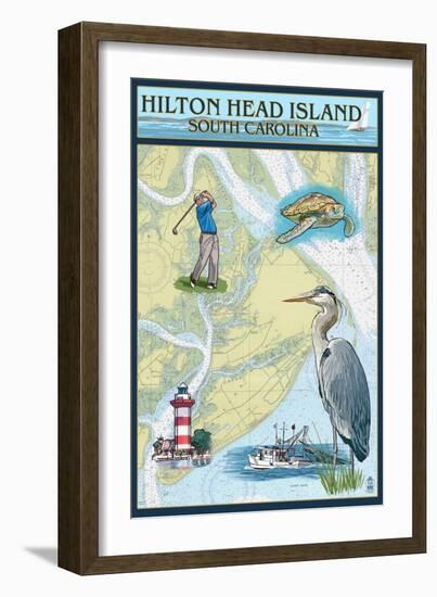 Hilton Head, South Carolina - Nautical Chart-Lantern Press-Framed Art Print