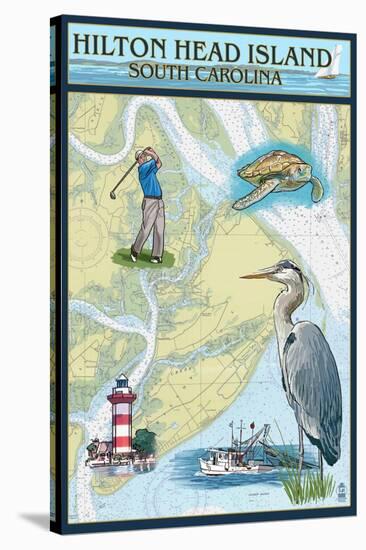 Hilton Head, South Carolina - Nautical Chart-Lantern Press-Stretched Canvas