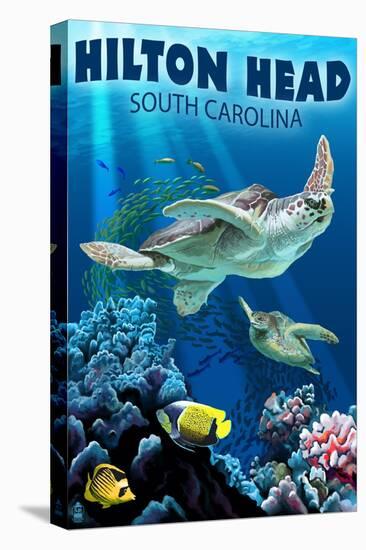 Hilton Head, South Carolina - Sea Turtles-Lantern Press-Stretched Canvas
