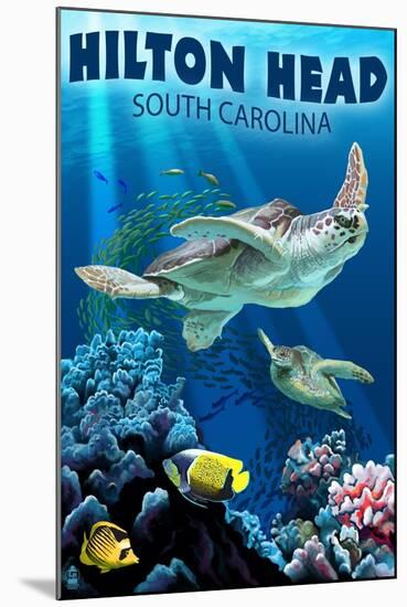 Hilton Head, South Carolina - Sea Turtles-Lantern Press-Mounted Art Print