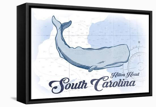 Hilton Head, South Carolina - Whale - Blue - Coastal Icon-Lantern Press-Framed Stretched Canvas