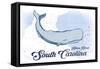Hilton Head, South Carolina - Whale - Blue - Coastal Icon-Lantern Press-Framed Stretched Canvas