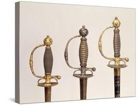 Hilts of Three French Swords: Steel, c.1730, Steel and Gold, c.1760, Chiselled Steel, c.1780-null-Stretched Canvas