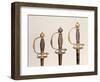Hilts of Three French Swords: Steel, c.1730, Steel and Gold, c.1760, Chiselled Steel, c.1780-null-Framed Giclee Print