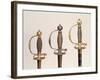 Hilts of Three French Swords: Steel, c.1730, Steel and Gold, c.1760, Chiselled Steel, c.1780-null-Framed Giclee Print