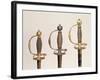 Hilts of Three French Swords: Steel, c.1730, Steel and Gold, c.1760, Chiselled Steel, c.1780-null-Framed Giclee Print