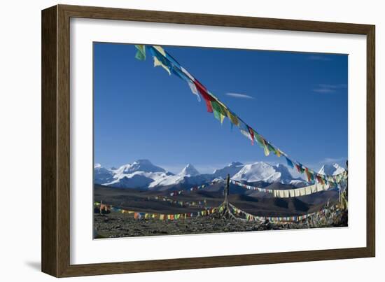 Himalaya Range with Prayer Flags in the Foreground, Tibet, China-Natalie Tepper-Framed Photographic Print