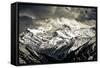 Himalayas Mountains Mochrome Scenic View with Dramatic Sky-MartinM303-Framed Stretched Canvas