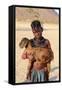 Himba Girl With Traditional Double Plait Hairstyle, Carrying A Goat-Eric Baccega-Framed Stretched Canvas