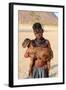 Himba Girl With Traditional Double Plait Hairstyle, Carrying A Goat-Eric Baccega-Framed Photographic Print