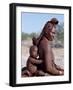 Himba Mother and Child Ride Home on Donkey, Bodies Gleaming from a Red Ochre Mixture, Namibia-Nigel Pavitt-Framed Photographic Print