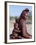 Himba Mother and Child Ride Home on Donkey, Bodies Gleaming from a Red Ochre Mixture, Namibia-Nigel Pavitt-Framed Photographic Print