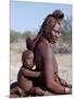 Himba Mother and Child Ride Home on Donkey, Bodies Gleaming from a Red Ochre Mixture, Namibia-Nigel Pavitt-Mounted Photographic Print