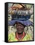 Himba Street Vendor at Opuwo Who Sells Himba Jewellery, Arts and Crafts to Passing Tourists-Nigel Pavitt-Framed Stretched Canvas