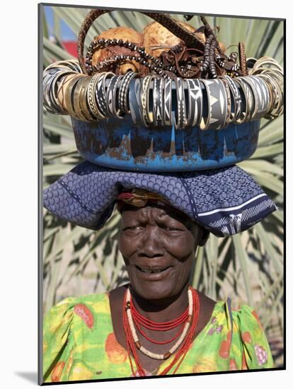 Himba Street Vendor at Opuwo Who Sells Himba Jewellery, Arts and Crafts to Passing Tourists-Nigel Pavitt-Mounted Photographic Print