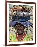 Himba Street Vendor at Opuwo Who Sells Himba Jewellery, Arts and Crafts to Passing Tourists-Nigel Pavitt-Framed Photographic Print