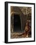 Himba Woman Grinding Rock into Powder, Purros Village, Kaokoland, Namibia-Kim Walker-Framed Photographic Print