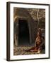 Himba Woman Grinding Rock into Powder, Purros Village, Kaokoland, Namibia-Kim Walker-Framed Photographic Print