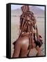 Himba Woman in Traditional Attire, Her Body Gleams from a Red Ochre Mixture of Red Ochre, Namibia-Nigel Pavitt-Framed Stretched Canvas