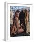 Himba Woman Milks a Cow in the Stock Enclosure Close to Her Home, Namibia-Nigel Pavitt-Framed Photographic Print