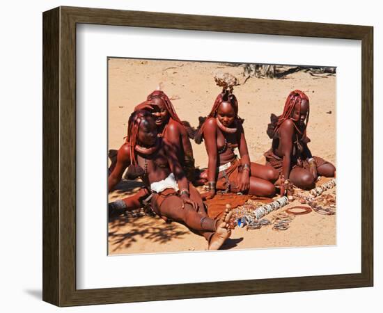 Himba Women Selling Souvenirs, Kaokoveld, Namibia, Africa-Nico Tondini-Framed Photographic Print