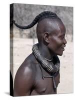 Himba Youth Has His Hair Styled in a Long Plait, known as Ondatu, Namibia-Nigel Pavitt-Stretched Canvas