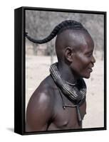 Himba Youth Has His Hair Styled in a Long Plait, known as Ondatu, Namibia-Nigel Pavitt-Framed Stretched Canvas