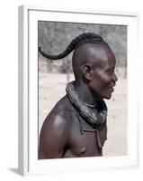 Himba Youth Has His Hair Styled in a Long Plait, known as Ondatu, Namibia-Nigel Pavitt-Framed Photographic Print