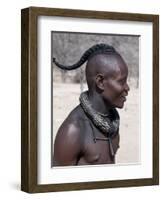 Himba Youth Has His Hair Styled in a Long Plait, known as Ondatu, Namibia-Nigel Pavitt-Framed Photographic Print