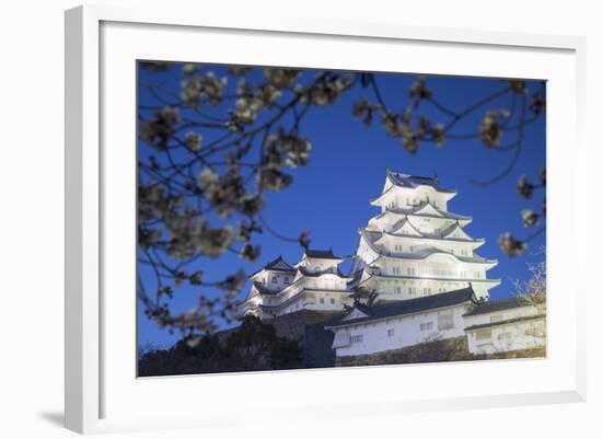 Himeji Castle, at Dusk, Himeji, Kansai, Honshu, Japan-Ian Trower-Framed Photographic Print