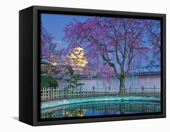 Himeji Castle Behind Blooming Cherry Trees at Twilight-Rudy Sulgan-Framed Stretched Canvas