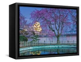 Himeji Castle Behind Blooming Cherry Trees at Twilight-Rudy Sulgan-Framed Stretched Canvas