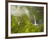 Hinalele Falls (Right) and Other Waterfalls at the Head of Wainiha Valley, Kauai, Hawaii.-Ethan Welty-Framed Photographic Print