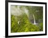 Hinalele Falls (Right) and Other Waterfalls at the Head of Wainiha Valley, Kauai, Hawaii.-Ethan Welty-Framed Photographic Print