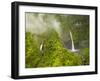 Hinalele Falls (Right) and Other Waterfalls at the Head of Wainiha Valley, Kauai, Hawaii.-Ethan Welty-Framed Photographic Print