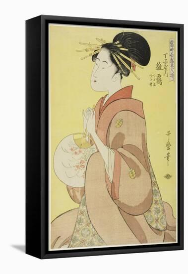 Hinazuru of the Chojiya, from the series 'Array of Supreme Beauties of the Present Day ', 1794-Kitagawa Utamaro-Framed Stretched Canvas