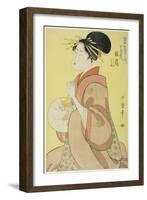 Hinazuru of the Chojiya, from the series 'Array of Supreme Beauties of the Present Day ', 1794-Kitagawa Utamaro-Framed Giclee Print