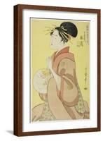 Hinazuru of the Chojiya, from the series 'Array of Supreme Beauties of the Present Day ', 1794-Kitagawa Utamaro-Framed Giclee Print