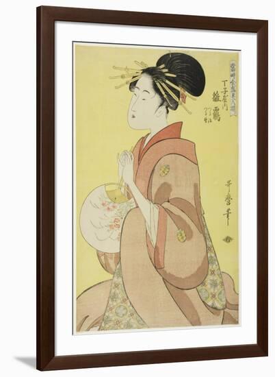 Hinazuru of the Chojiya, from the series 'Array of Supreme Beauties of the Present Day ', 1794-Kitagawa Utamaro-Framed Giclee Print