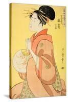 Hinazuru of the Chojiya, Whose Attendants Are Tsuruji and Tsuruno (Chojiya uchi Hinazuru, Tsuruj...-Kitagawa Utamaro-Stretched Canvas