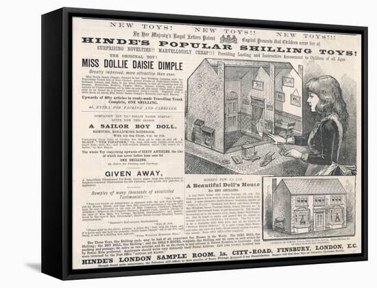 Hinde's Popular Shilling Toys! Advertisement for a Victorian Doll's House-null-Framed Stretched Canvas