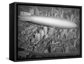 Hindenburg Flying over Manhattan-null-Framed Stretched Canvas