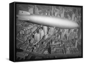 Hindenburg Flying over Manhattan-null-Framed Stretched Canvas