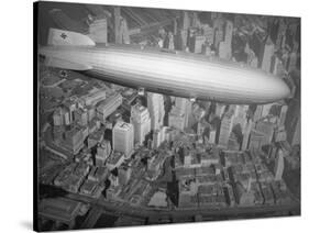 Hindenburg Flying over Manhattan-null-Stretched Canvas