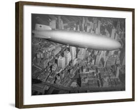 Hindenburg Flying over Manhattan-null-Framed Photographic Print